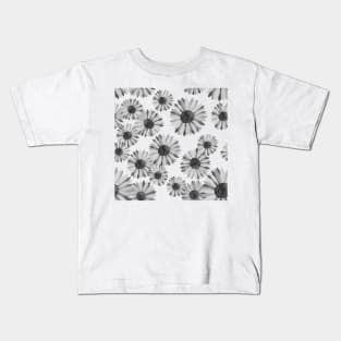 Watercolor Sunflowers Pattern - Black & White Kids T-Shirt